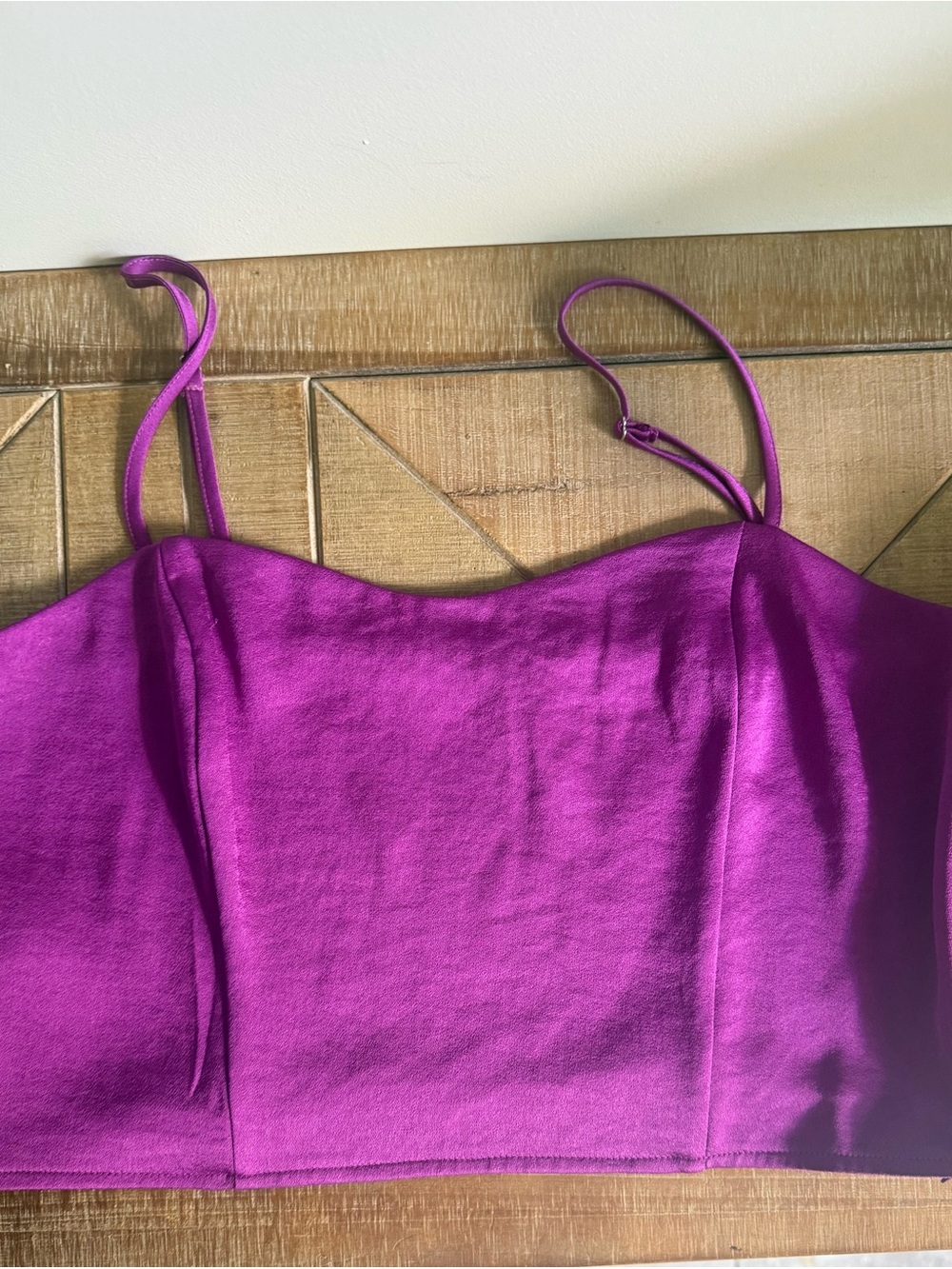 Express Fuchsia Satin Cami Crop Top